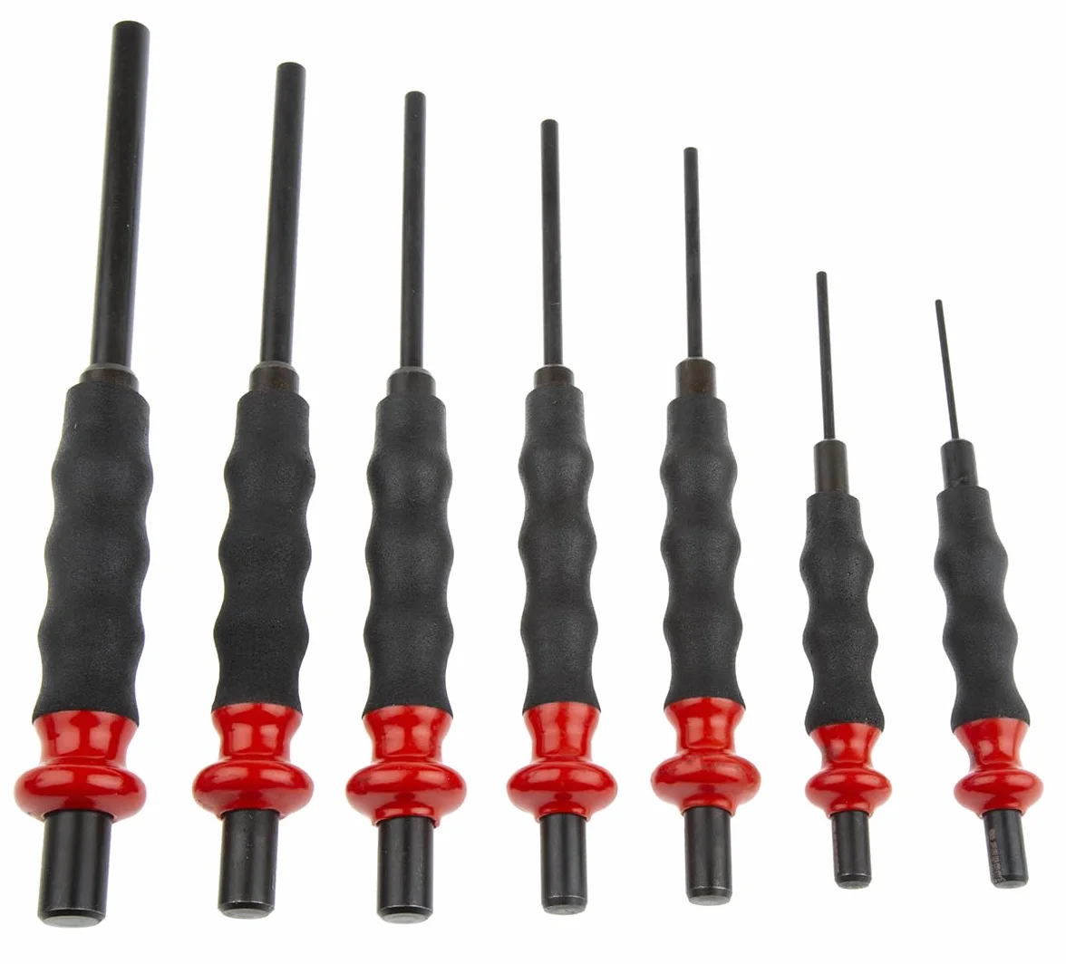 Facom - Jeu de 7 Chasse-Goupilles et Chasse-Clous Gainés - 249.GJ7 - Jeux d'Outils de Chocs - Kit Outillage - Pose ou Extraction d'un Élément Bloquant - Matériau Robuste et Durable