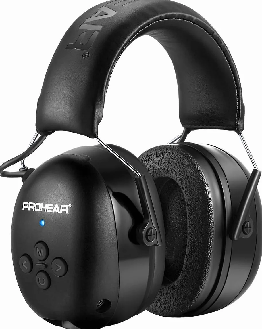 PROHEAR 037 Bluetooth 5.4 Casque Anti Bruit, Musique Protection Auditive Rechargeable avec Sac Transport, Cache-Oreilles de Protection pour Tonte, Construction, Menuiserie, SNR 30dB - Noir