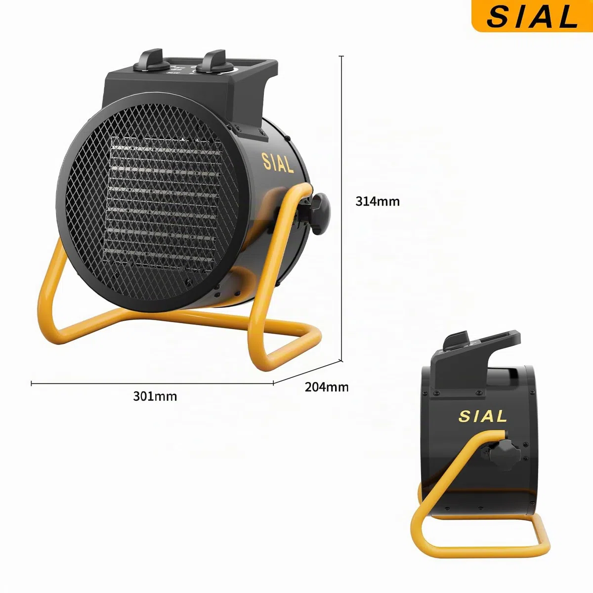 SIAL Chauffage Soufflant 3000 W - Radiateur électrique - Céramique - Chauffage Industriel - Chaleur Rapide 3 Secondes - Thermostat & Protection Surchauffe (Noir)