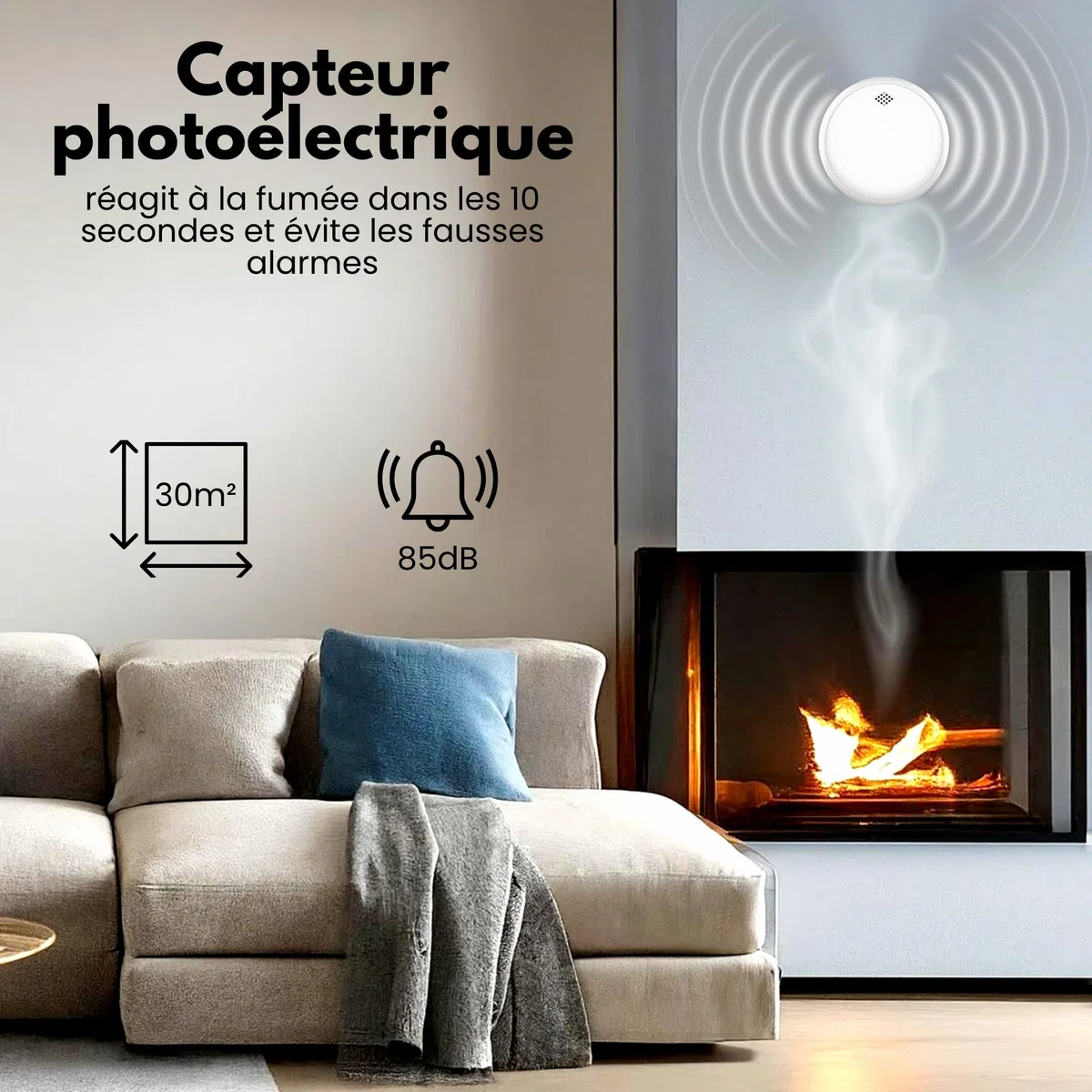 Aroha Safety Pro Détecteur Combiné avec Fumée et Monoxyde de Carbone Sleep Line - Batterie de 10 Ans - Alarme Incendie & Alarme de CO - 2 pièces
