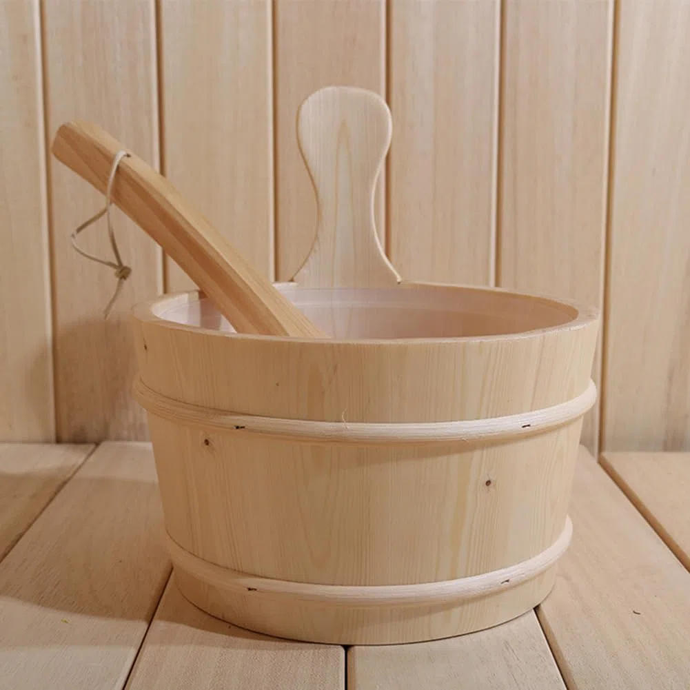 Seau De Sauna 4L, Saun Accessoire Set, Cèdre De Seau De Sauna, Composé d'un Louche, Cadeau pour Amis, Parents, Grands-Parents pour Douche