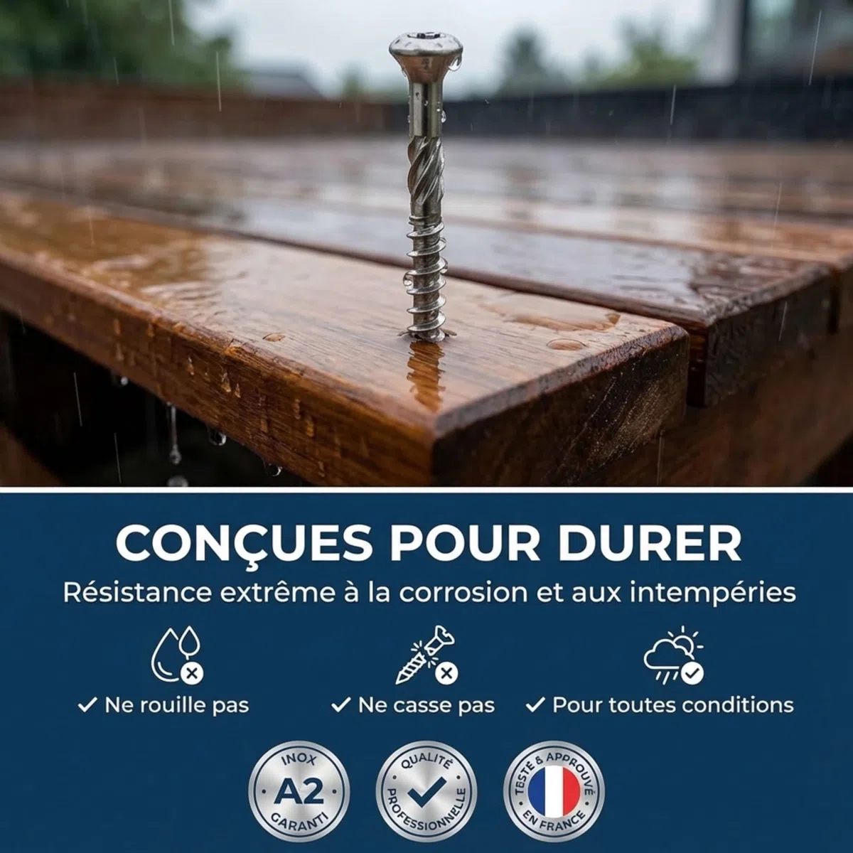 Lot de 600 vis terrasse en INOX A2 à tête fraisée réduite - Empreinte Torx 25 - Diamètre 5 mm - Longueur 50 mm