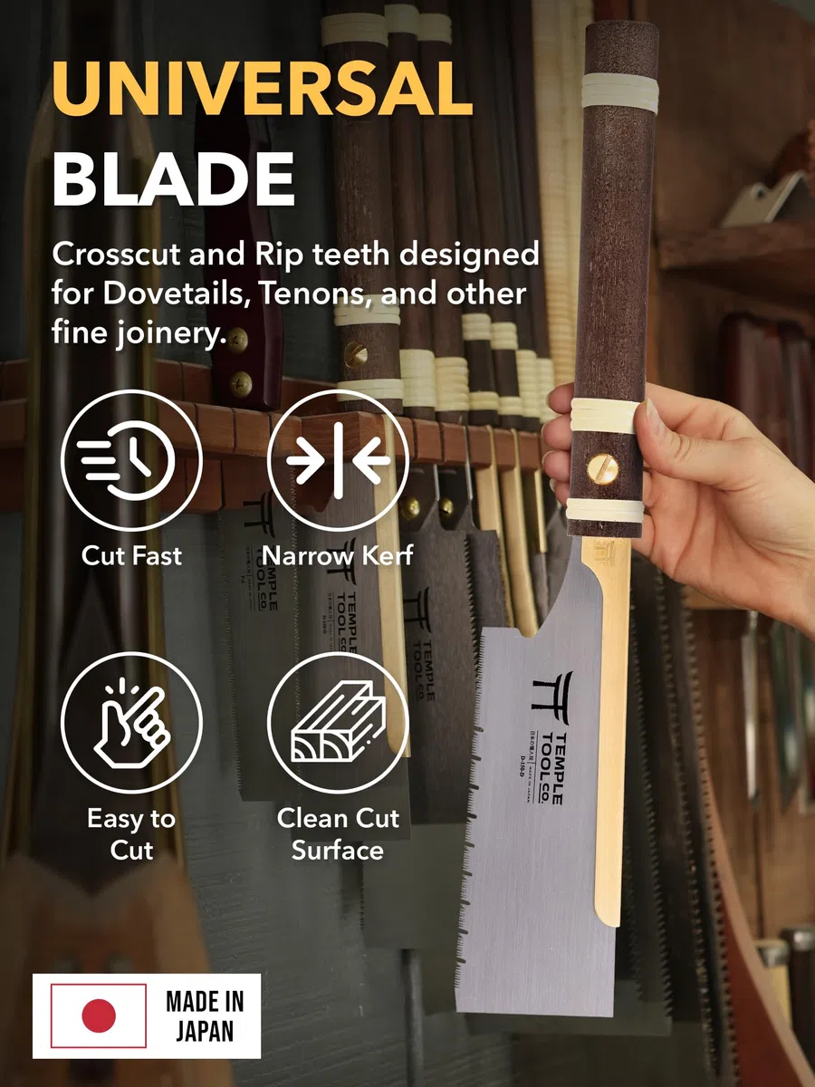 Scie à tirer japonaise Dozuki 6 pour Ripcut et Crosscut – Scie à main pour queue d'aronde, tenons, menuiserie fine – Scie à queue d'aronde – Temple Tool Co.