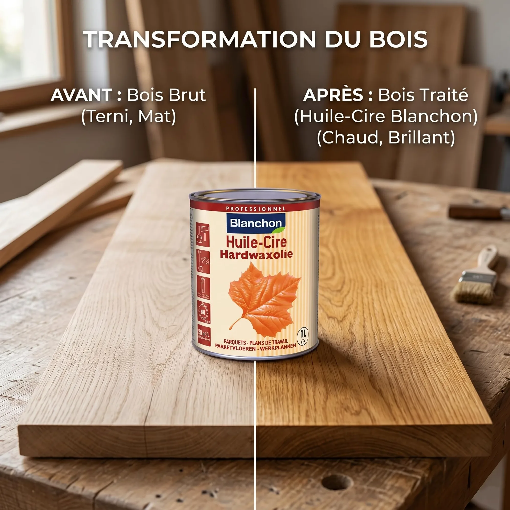 B632 Huile-cire 1 l Naturel