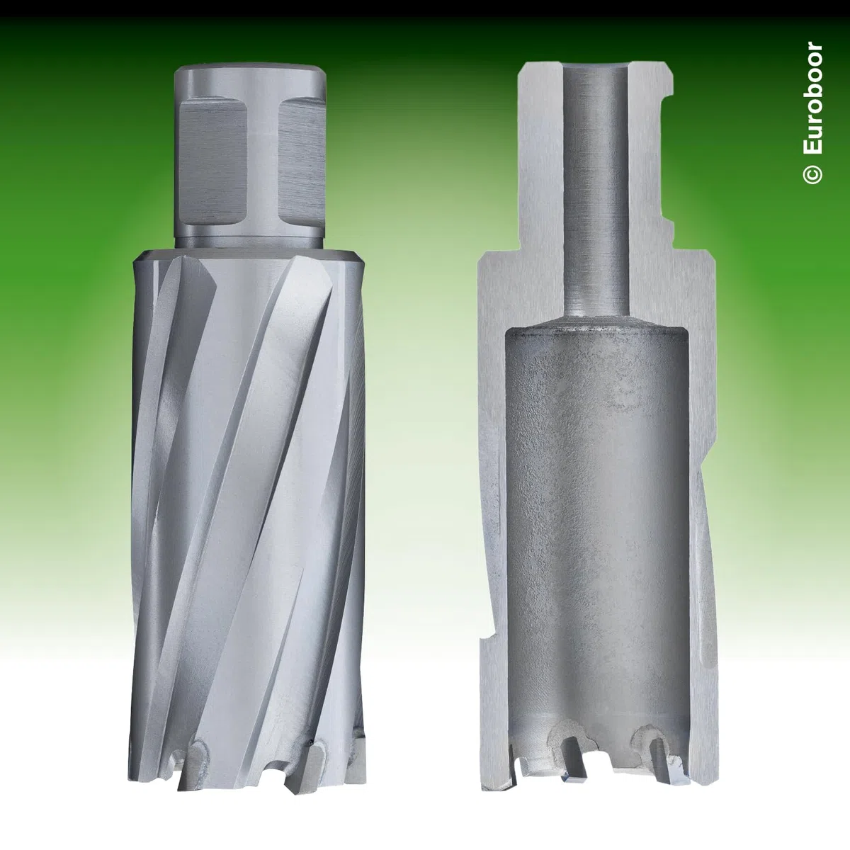 Carotteuse Euroboor HMLU.300 TCT 55 mm pour Acier HARDOX, Inox et Rails - Évacuation Optimale des Copeaux, Risque de Cassure Minimisé, Idéale pour matériaux durs, offre une grande durabilité