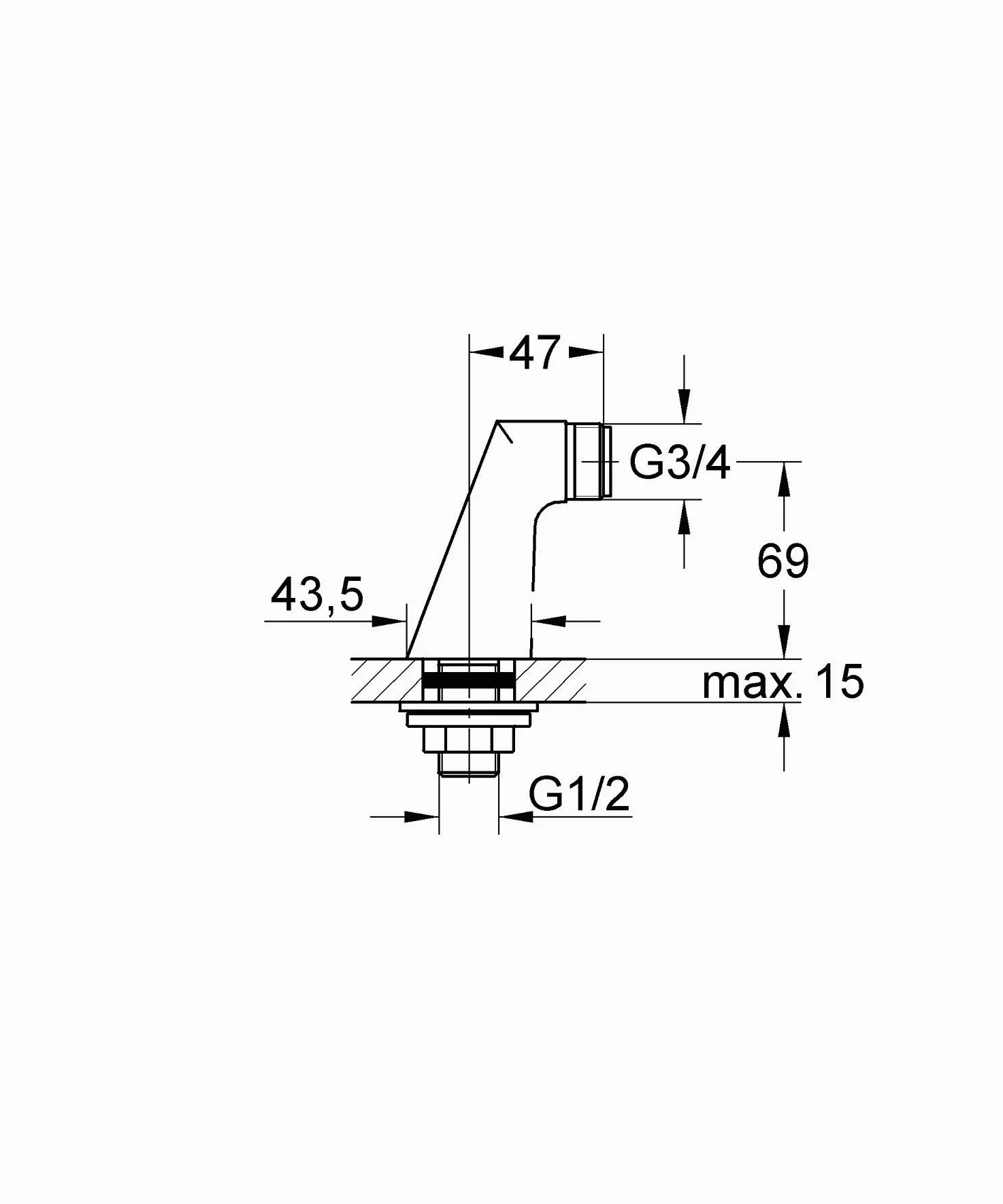 Grohe Raccord Colonnette 1/2 Pouces Pièces Détachées 12030000 (Import Allemagne)