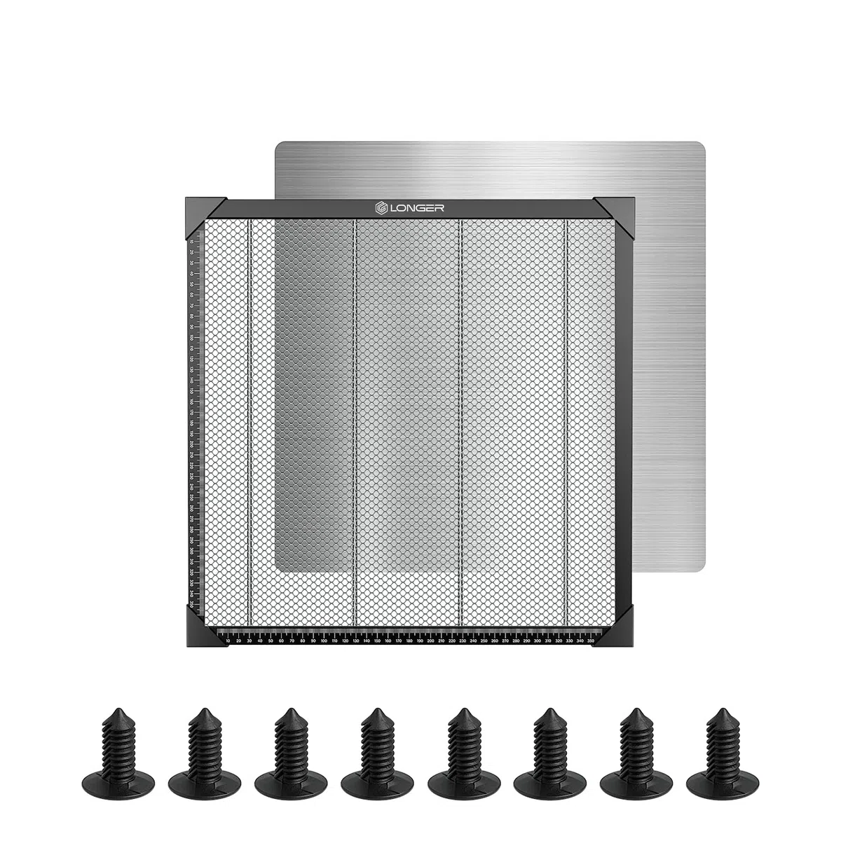LONGER Plateau de travail nid d’abeille 400 x 400 mm – Table en aluminium pour graveur et découpeur laser CO2 et diode – Dissipation thermique rapide et protection du support