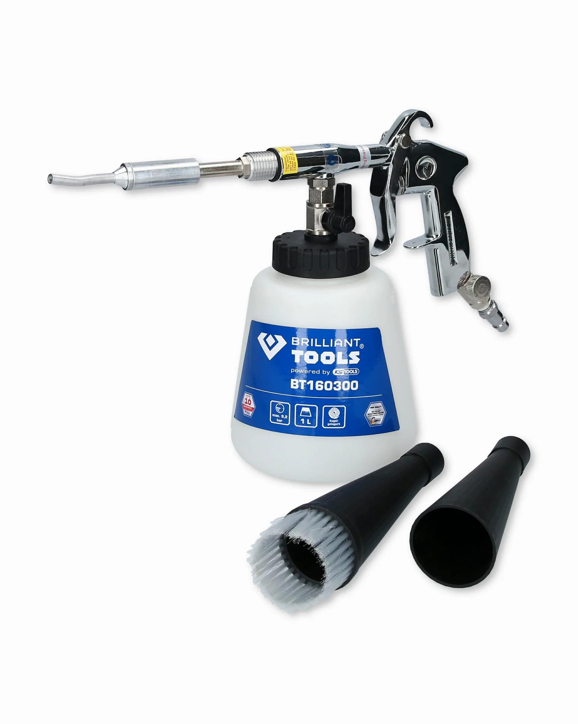 Pistolet Pneumatique De Nettoyage BT160300 - Accessoires Pneumatique pour Nettoyage Véhicule - Buse Rotative - Toutes Surfaces - Manche Ergonomique - Livré avec Raccord Rapide 1/4” - BRILLIANT TOOLS