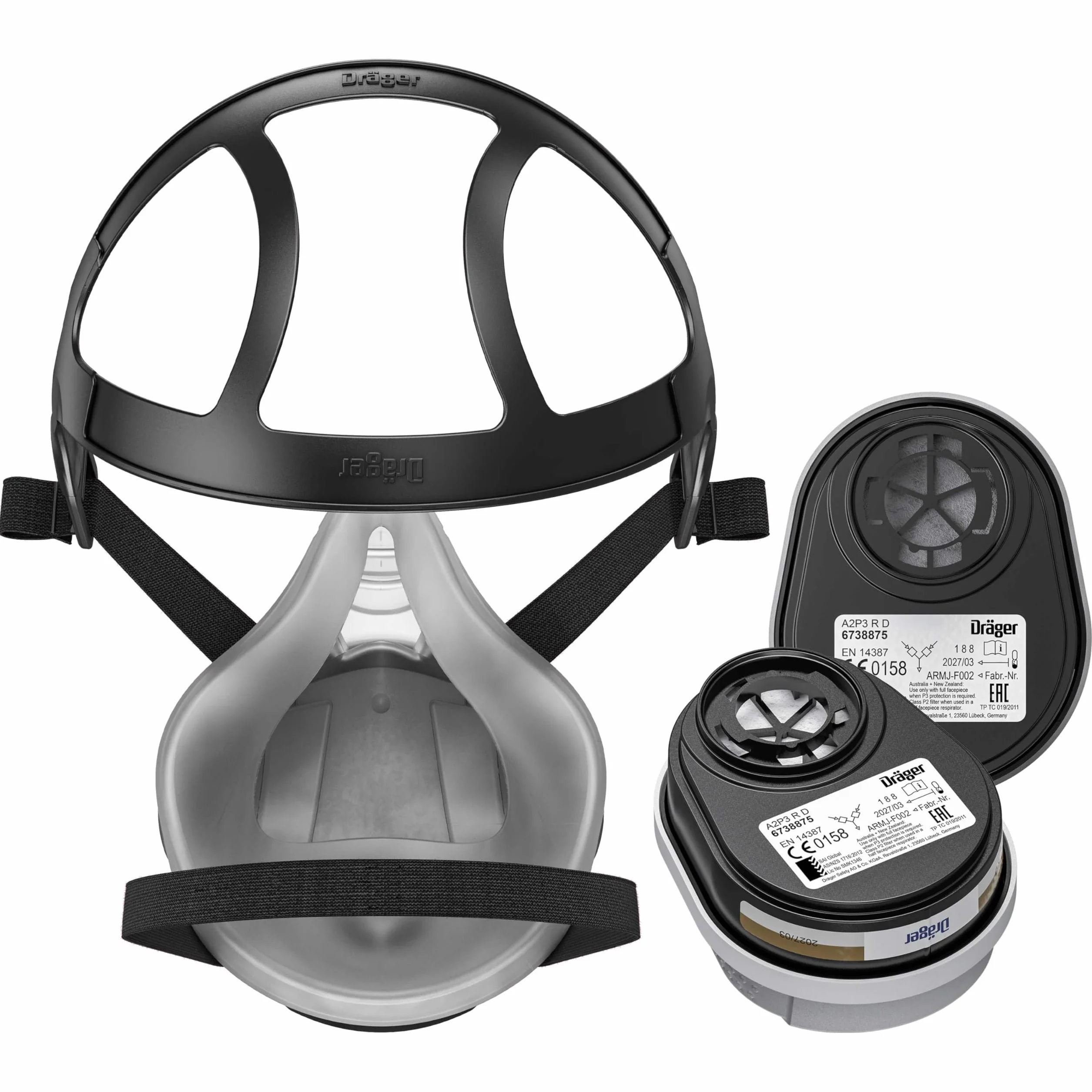 Dräger X-plore 3300 Masque de protection respiratoire adapté aux peintures solvants, époxy résine, poussières, demi-masque de peinture avec 2 cartouches A2 P3