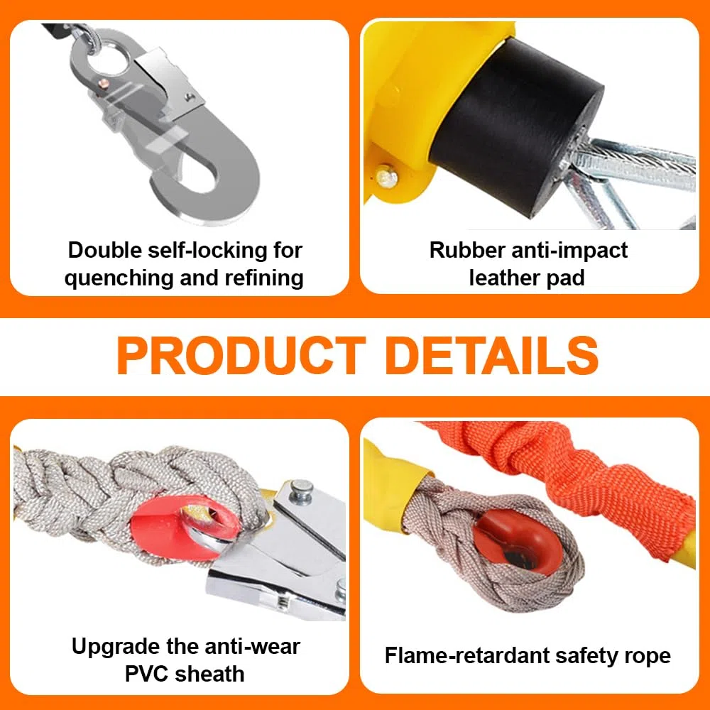 Dispositif Antichute a Rappel Automatique, 10m Protection Antichute Rétractable, Harnais de Securite Anti Chute Rétractable Toiture et Travaux Aériens, 150 KG Maximale(Jaune,10m)