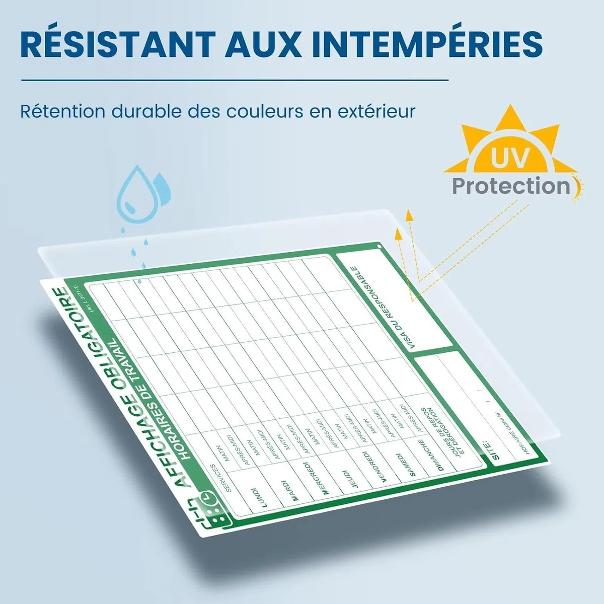 affichage obligatoire entreprise 2026 – Kit 9 Panneaux en PVC Rigide – Surface Brillante Effaçable – Impression UV Haute Définition – Adhésif Intégré et Trous de Fixation Inclus
