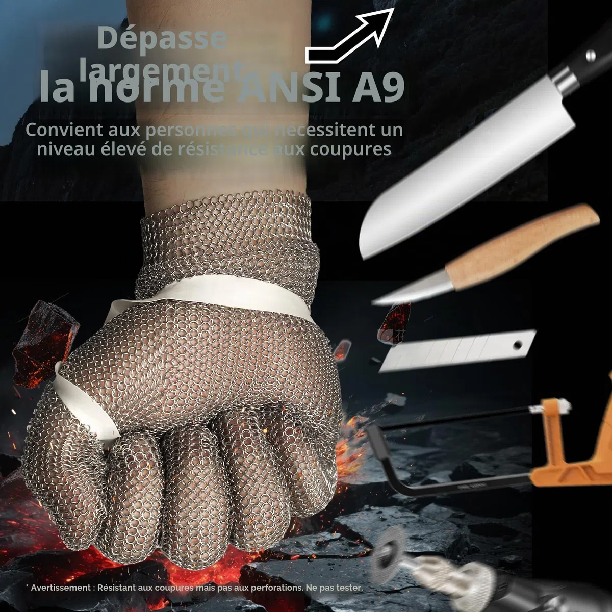 Schwer filet en acier inoxydable anti-coupure pour l'industrie alimentaire, la découpe de viande, la boucherie.