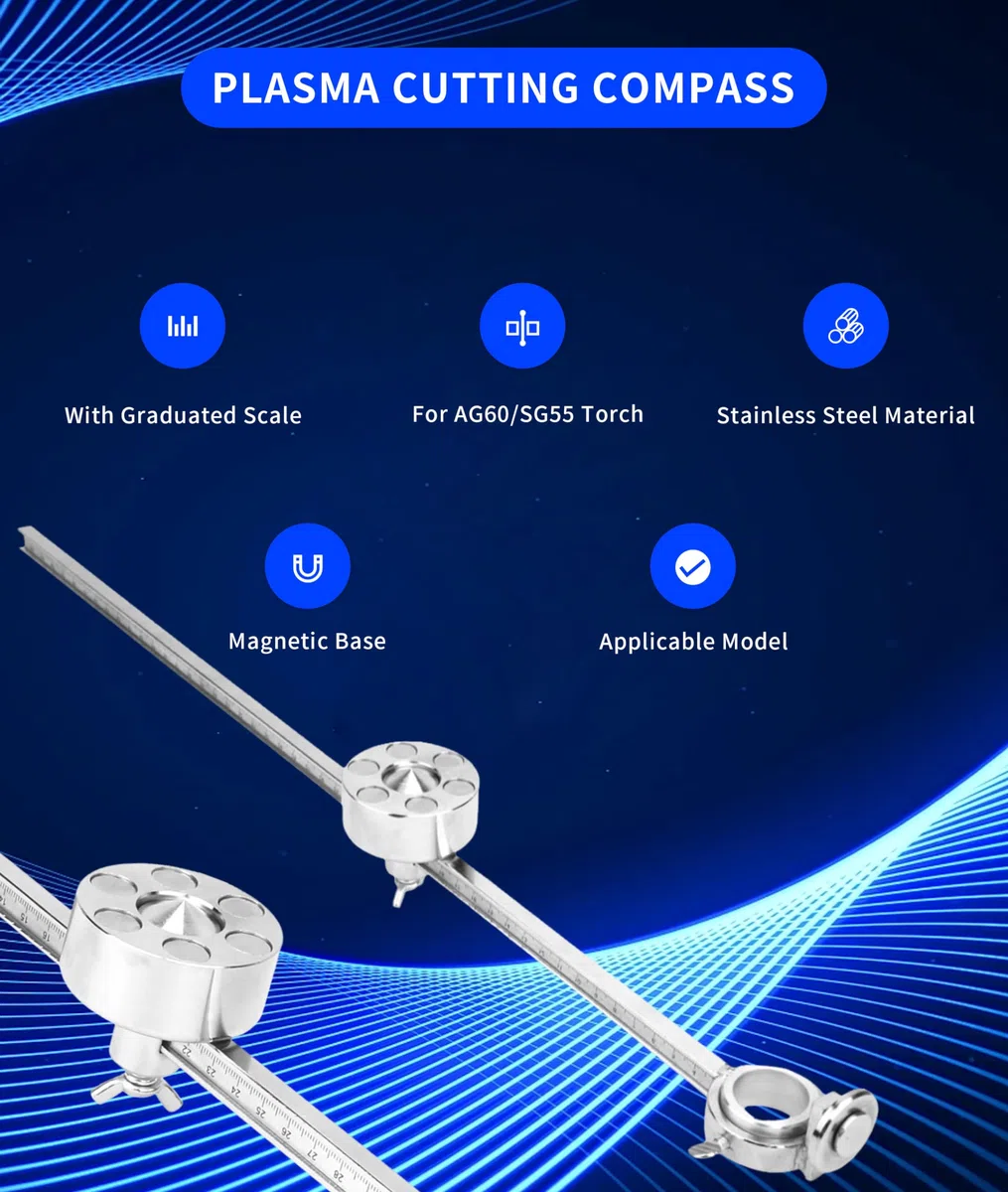 Boussole de DéCoupe Plasma, Torche de DéCoupe Plasma en Acier Inoxydable, Boussole de Roue de Guidage Circulaire, Accessoires D'outils de Coupe avec Règle D'échelle, Rouleau de