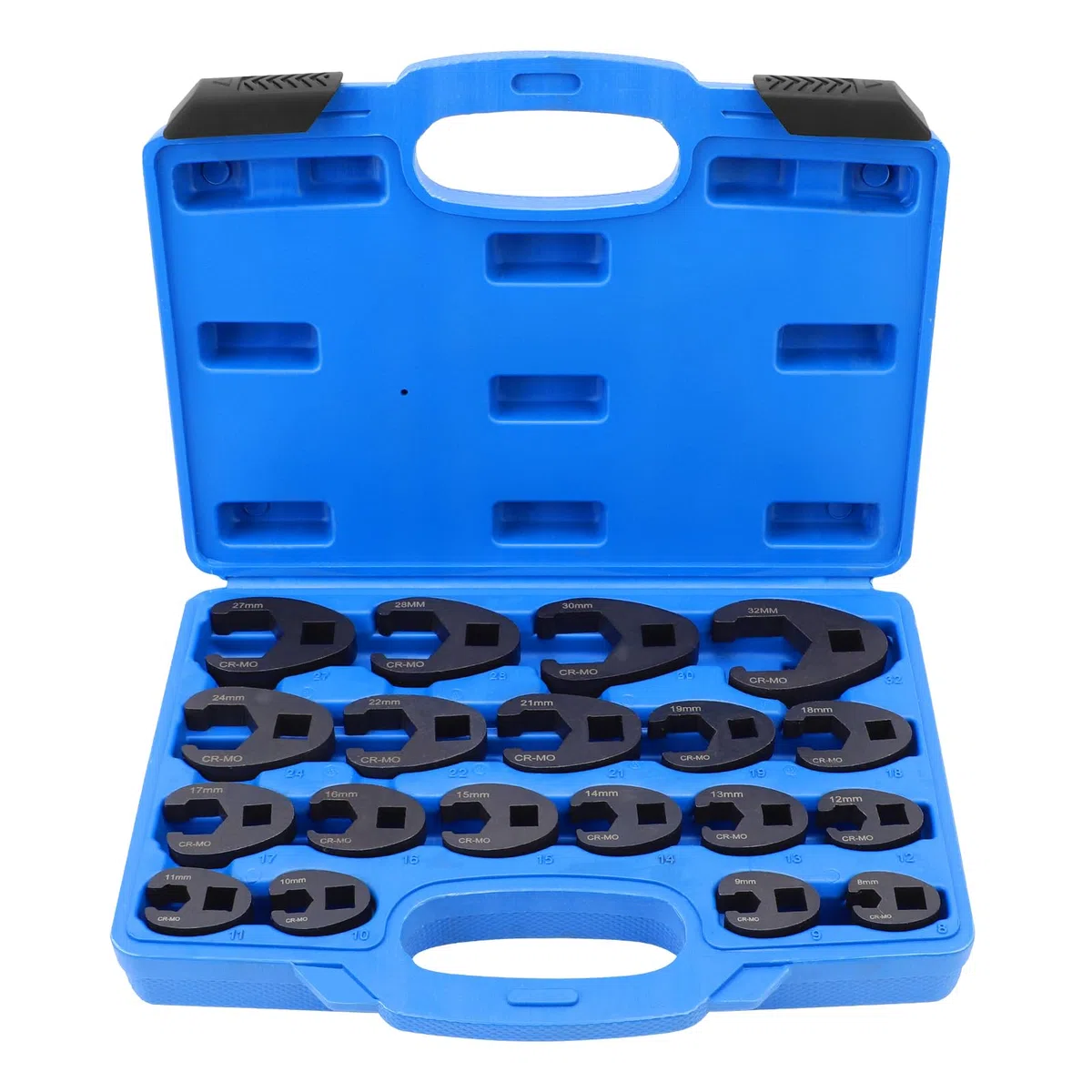 19 PCS Crowfoot Ensemble de Clés, Ensemble de Clé à Fourche à Emmancher 1/2" 3/8", Entraînement Extérieur Carré Clé, 8-32mm Drive Métrique Coffret de Douilles à Tuyauter, Clé à Écrou Évasé