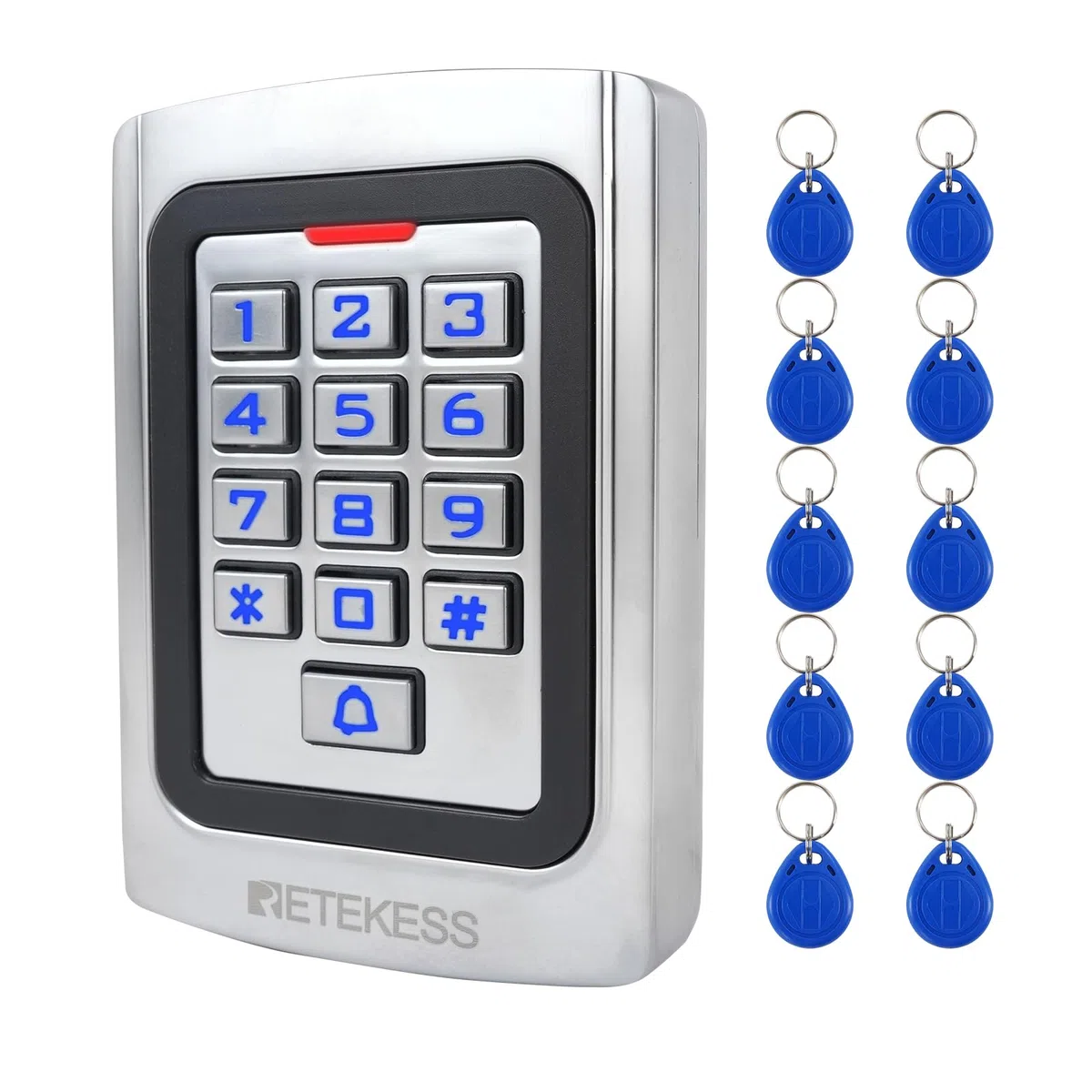 Retekess T-AC04 Digicode Clavier à Code Métal IP68 Contrôle d'Accès PIN 125KHz RFID Étanche Rétro-Éclairé Wiegand 26 Anti-Effraction pour Boutique Appartement Entreprise