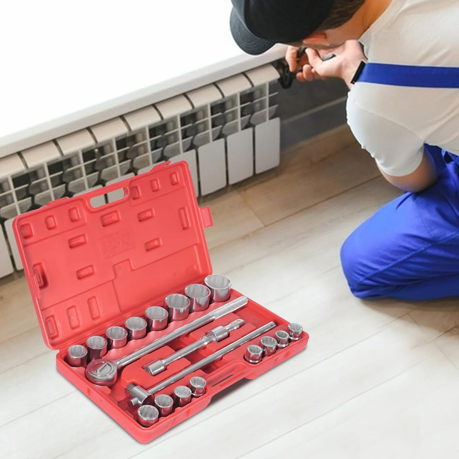 Jeu de douilles 3/4" - Jeu d'outils à cliquet - 16 clés à douille - Coffret à cliquet - Pour les ateliers de bricolage, les usines automobiles, les usines de moteurs