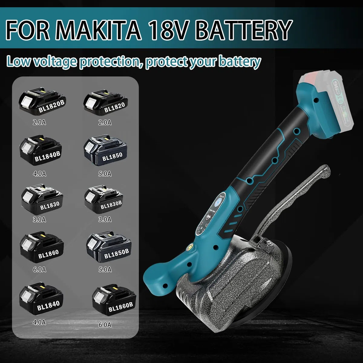 Machine Carrelage Vibrante pour Makita 18V Batterie, Vibreur de Carrelage Ventouse 100 x 100mm 5 Vitesses Réglables Capacité de 60kg de Carrelages & Carreaux Muraux (Sans Batterie)