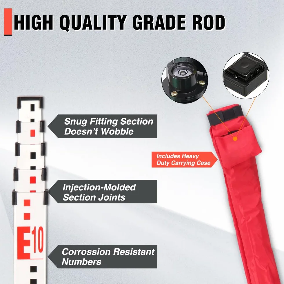 Ruban à eau professionnel en aluminium de 5 m - Échelle métrique simple face avec mesure de la hauteur, robuste pour géomètres, ouvriers du bâtiment