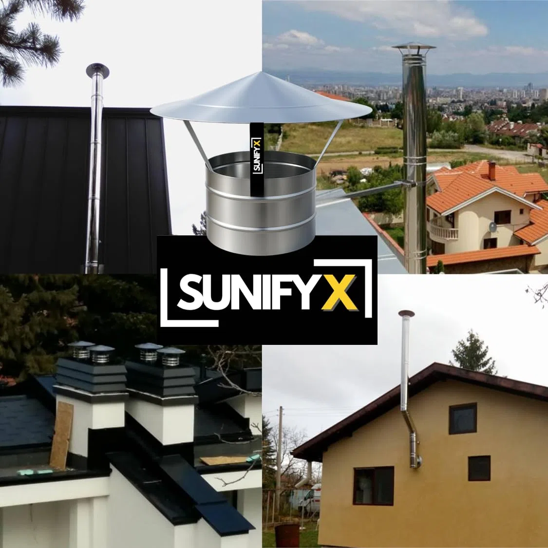 Chapeau De Cheminée Ø180 mm – Hotte Pare-Pluie Pour Conduit De Fumée – Acier Inoxydable – SUNIFY