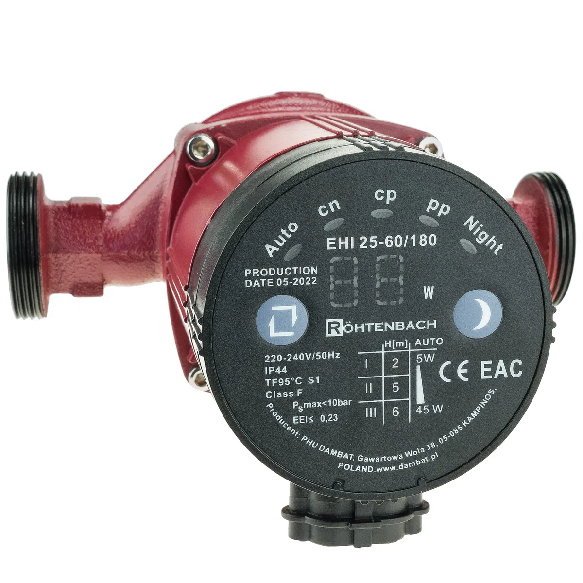 Röhtenbach Pompe de circulation 25-60/180 Pompe de chauffage haute efficacité 6 m