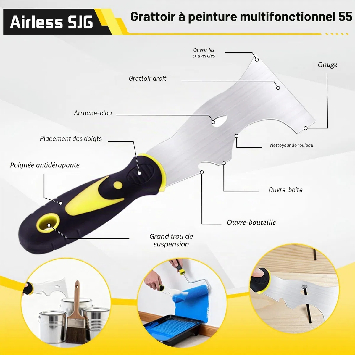 Kit 14pcs Outils Plaquiste Professionnel, Couteaux à Mastic et Enduire en Acier Inoxydable 304, Bac à Enduit 35cm, Éponges Abrasives Réutilisables, Sac de Transport Oxford – Rénovation Maison