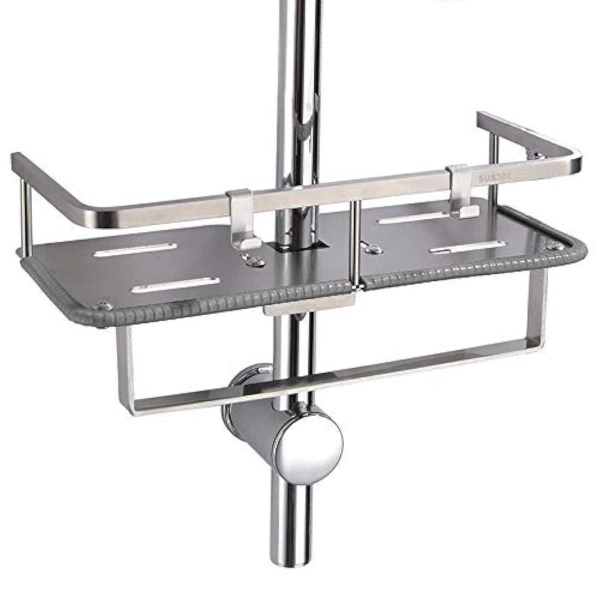 PHASAT Porte Savon Barre de Douche,Etagère de Salle de Bain en Acier Inoxydable sans Perçage Convient pour Barre de Douche de Diamètre de 19-25 mm