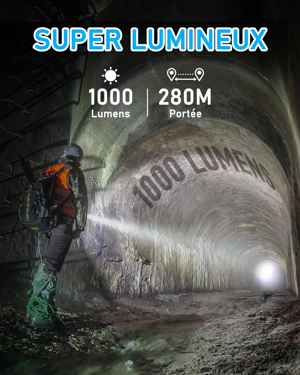 ULTRAFIRE Lampe torche tactique avec étui, 1 000 lumens, lampe torche LED à mode unique avec pochette de poche pour ceinture de service, petite lampe torche portable super lumineuse WF-501B