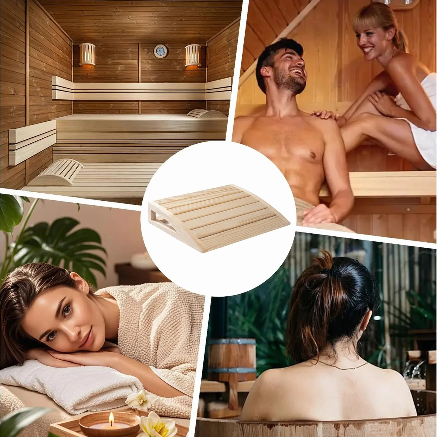 Lot De 2 Appuie-Tête Ergonomiques En Bois Pour Sauna,Oreiller De Sauna En Bois,Oreiller De Salle De Sauna Confortable Appui,Confortable Et Large,Allongez-Vous Et Détendez-Vous