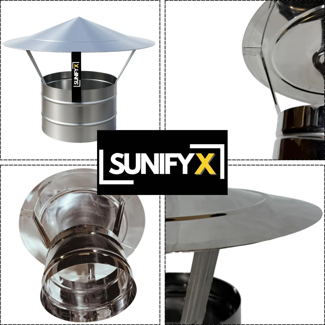 Chapeau De Cheminée Ø180 mm – Hotte Pare-Pluie Pour Conduit De Fumée – Acier Inoxydable – SUNIFY