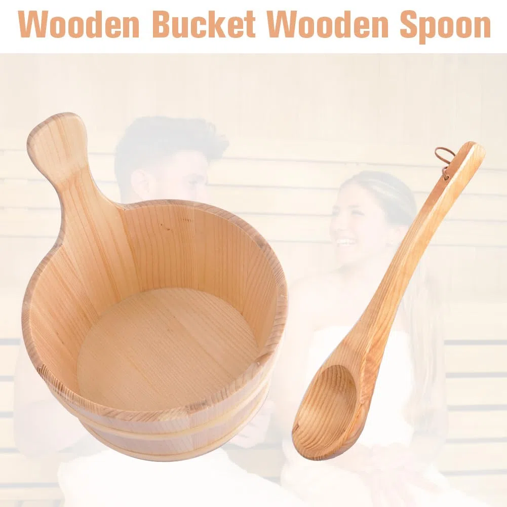 Seau De Sauna 4L, Saun Accessoire Set, Cèdre De Seau De Sauna, Composé d'un Louche, Cadeau pour Amis, Parents, Grands-Parents pour Douche