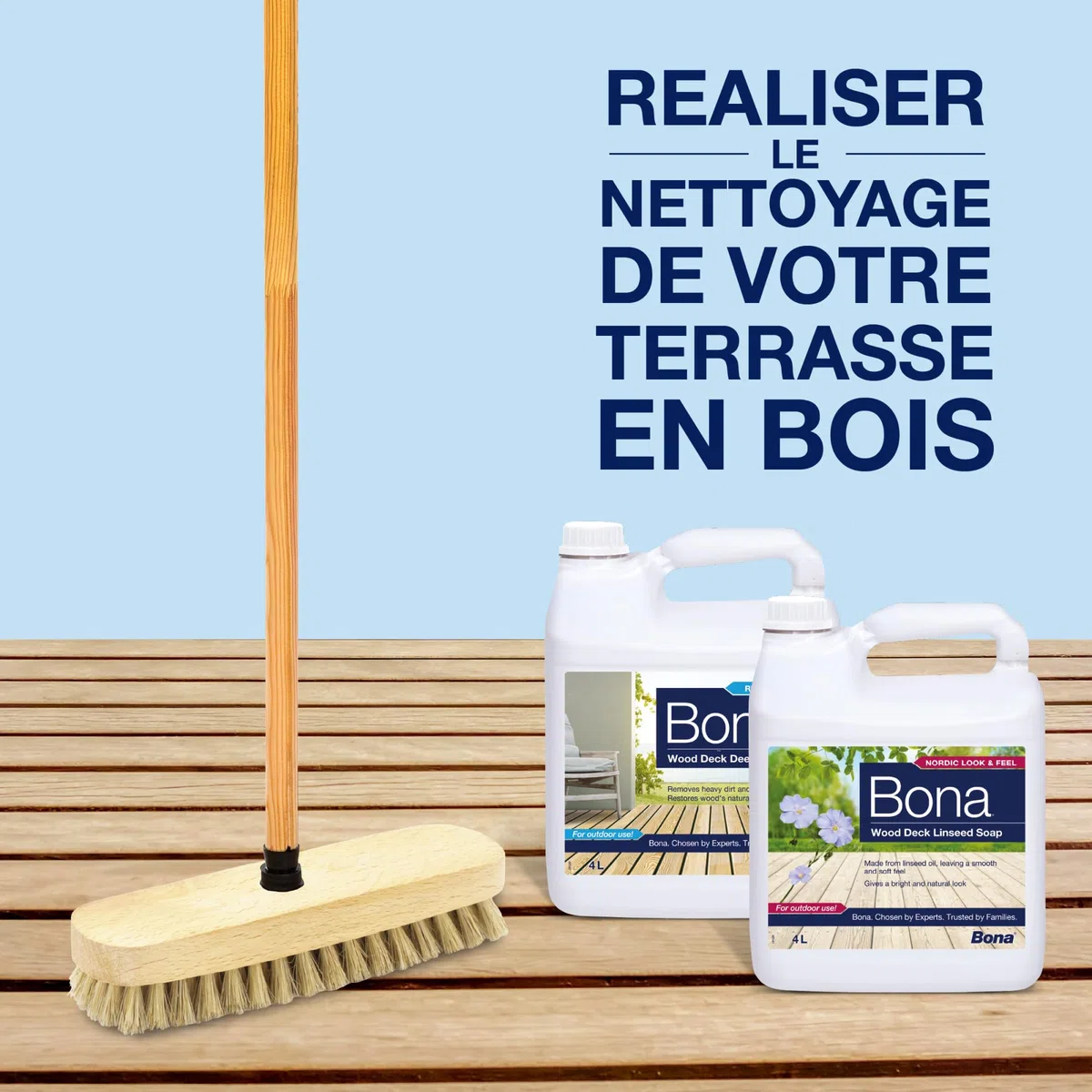 Savon à l’huile de lin Bona pour terrasses en bois
