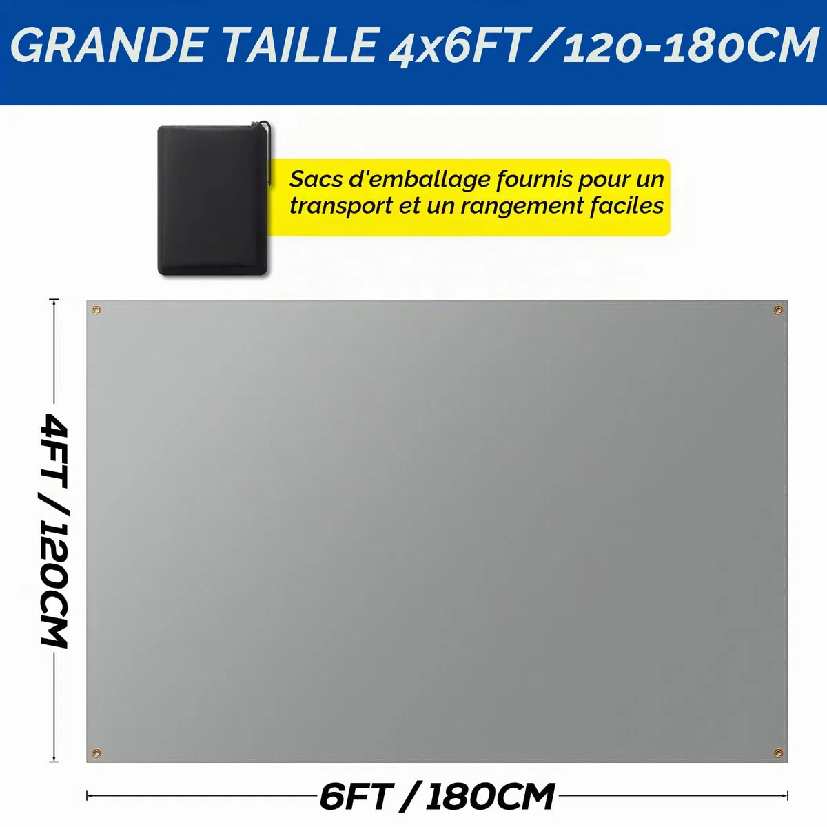 PAWBOSE Lot de 2 couvertures de soudage 120x180 cm, ignifuge fibre verre enduite silicone pour soudage/découpage. Protection ultra-résistante, avec sac rangement, utilisable intérieur/extérieur.
