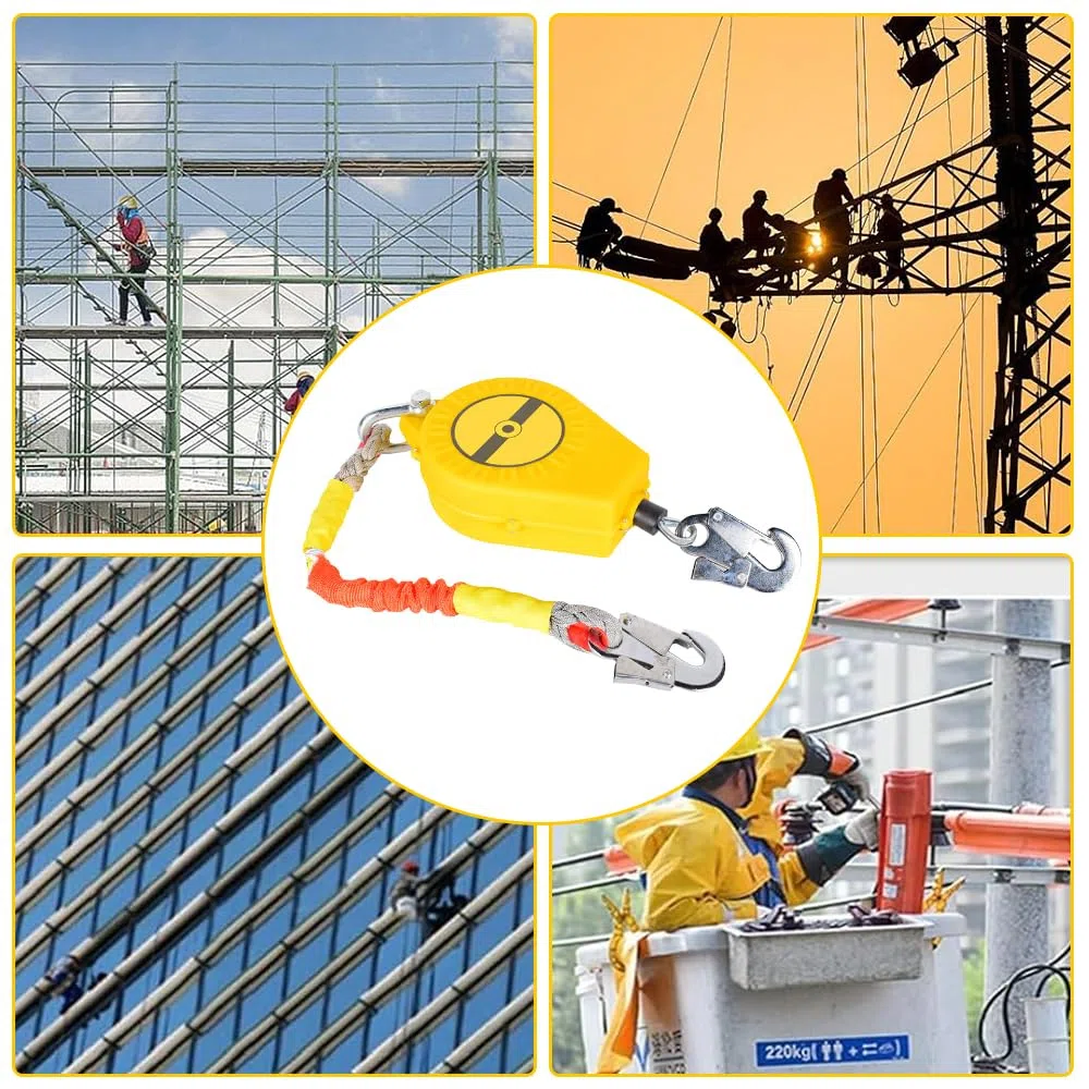Dispositif Anti Chute a Rappel Automatique, Ligne de Vie Auto-Rétractable, Anti Chute a Rappel Automatique, Corde de Sécurité pour Toiture, D'échafaudage et Travaux en Hauteur, Charge:150kg