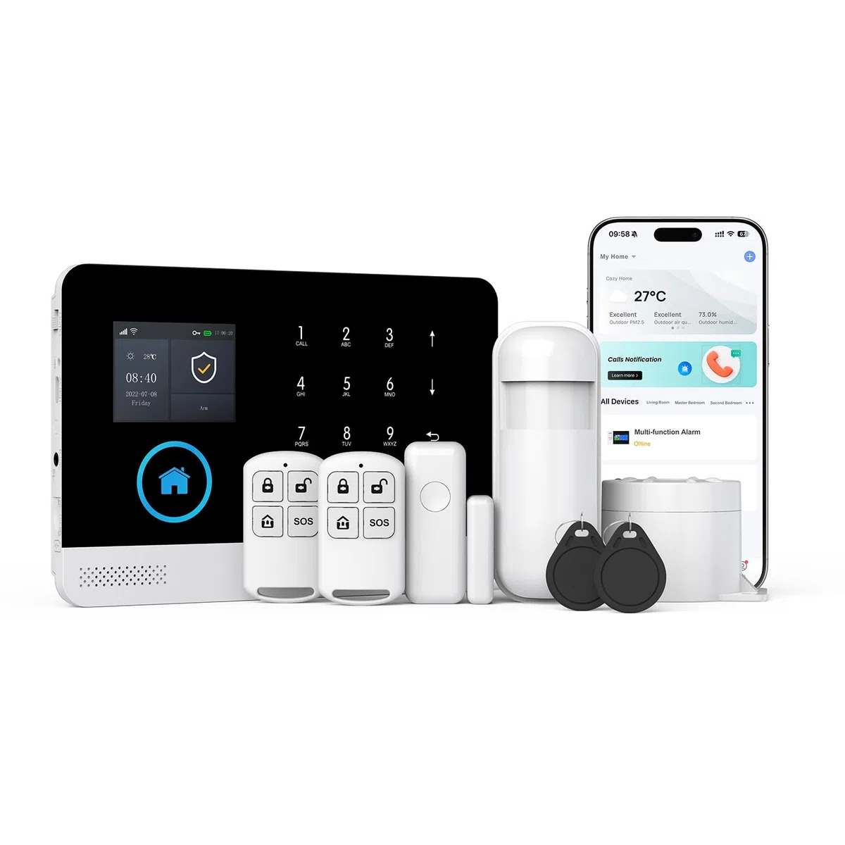 PGST Alarme Maison, Système D'alarme sans Fil 2G WiFi de sécurité fournit Un Moyen très Efficace pour protéger Votre Maison et Votre Bureau Compatible avec Alexa Google Home