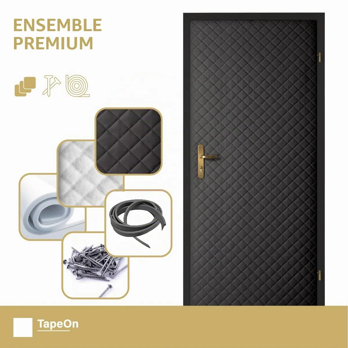 Revêtement de Porte Moderne TapeOn pour Auto-Assemblage | Garniture et Réparation pour Portes Intérieures (Anthracite, T3 Diamond 5 x 5)