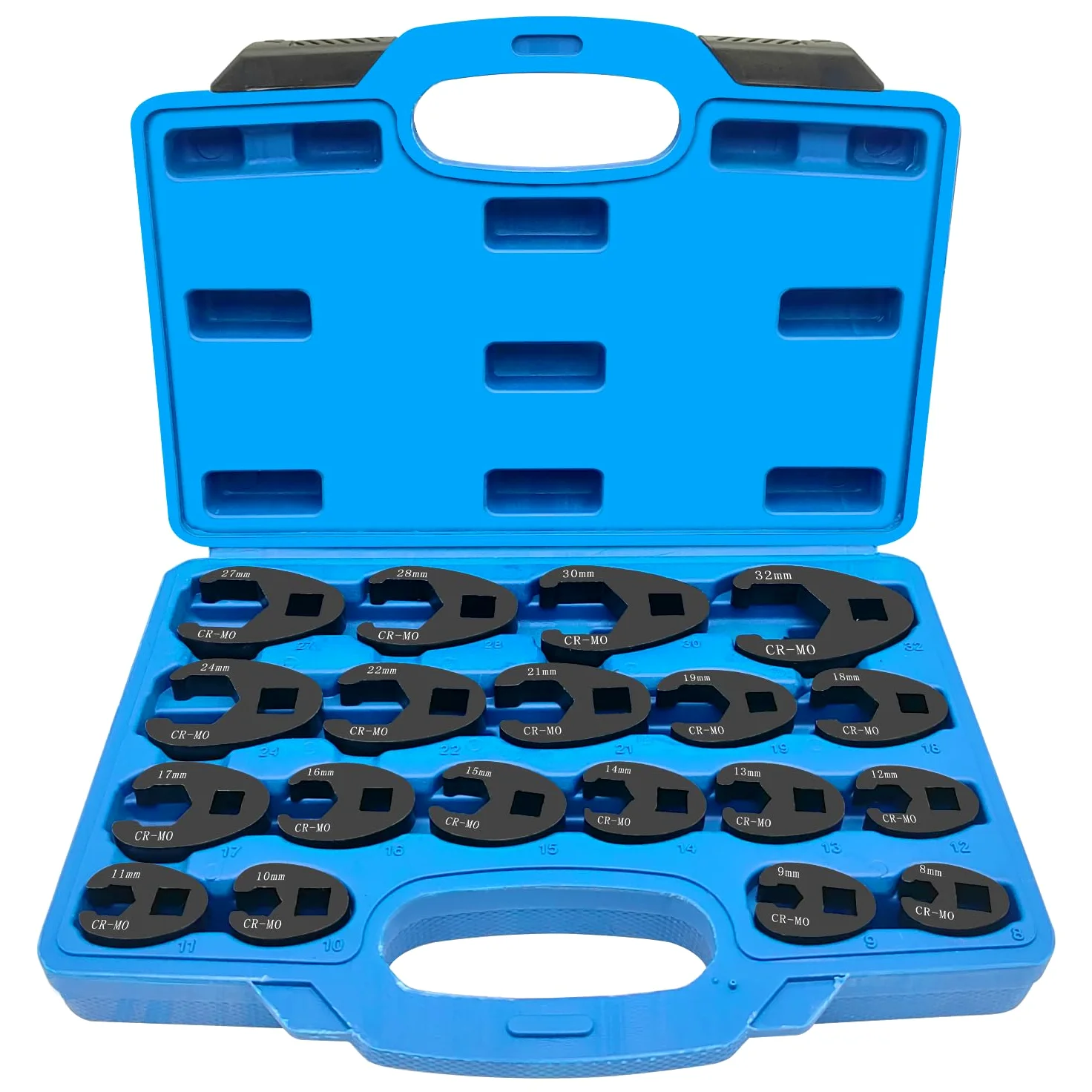 ZKTOOL 19 pièces Jeu de Clés à Écrous Évasés Jumbo à Entraînement 3/8" et 1/2", Outil Métrique Tailles 8 à 32 mm, Jeu de Clés à Écrous Évasés pour Cliquet à Entraînement 3/8" et 1/2"