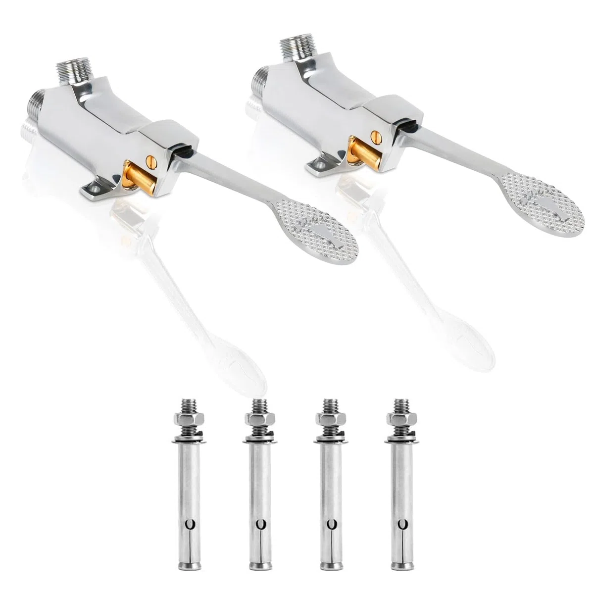 LukLoy Lot de 2 valves à pédale simple montage au sol, chrome poli