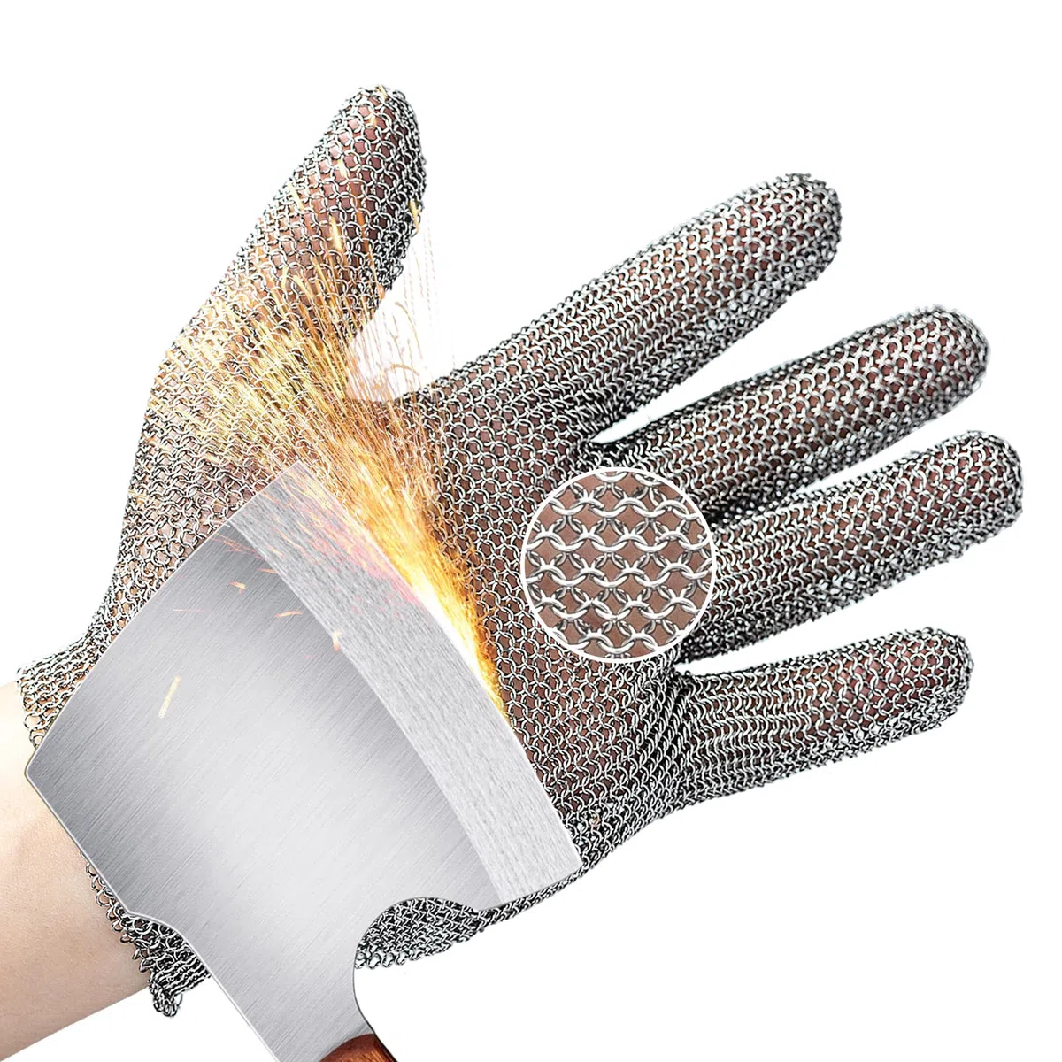 Schwer filet en acier inoxydable anti-coupure pour l'industrie alimentaire, la découpe de viande, la boucherie.
