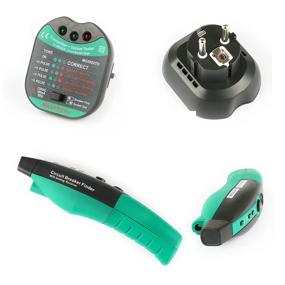 Mastech Détecteur de disjoncteur, MS5902 3 voyants lumineux Disjoncteur automatique Détecteur de fusible Détecteur de prise de courant Testeur de prise de courant(Prise UE 220V)