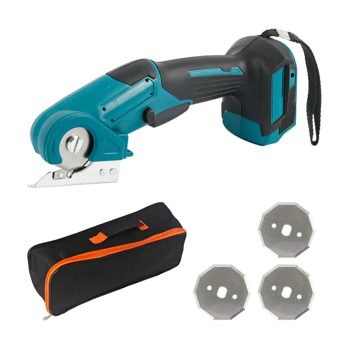 Cutter multifonction sans fil compatible avec batterie Makita 18 V (sans batterie), coupe-carton sans fil, ciseaux électriques à tissu avec 3 lames et sac de rangement, profondeur de coupe de 6 mm
