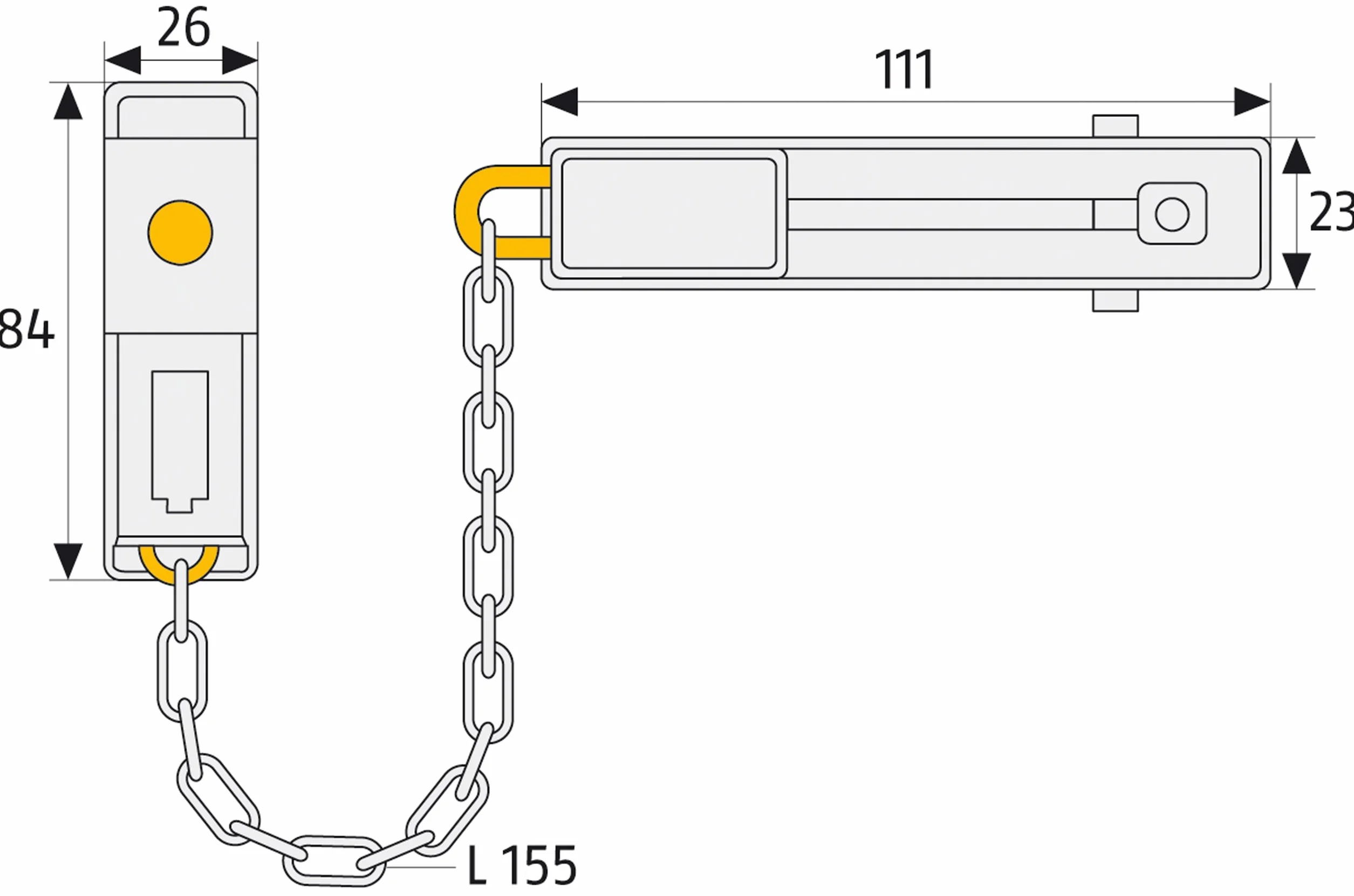 ABUS Chaîne de porte SK78 pour porte d'entrée et porte d'appartement - Chaîne de sécurité verrouillable avec sécurité enfants - convient aux portes se fermant à gauche et à droite