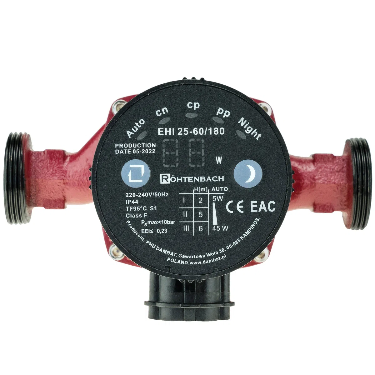 Röhtenbach Pompe de circulation 25-60/180 Pompe de chauffage haute efficacité 6 m