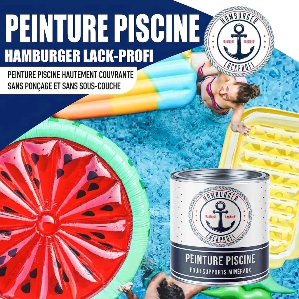 Peinture époxy piscine 2K brillant Bleu pour GFK Plastique Polyester kit RAL 5012 Bleu clair Peinture piscine 2K bassin Revêtement sous-marine (1 L) Hamburger Lack-Profi