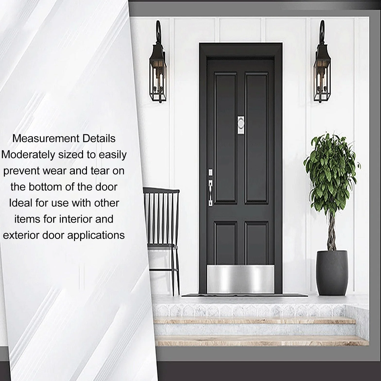 2pcs Porte de Porte Plaque de Coup de Pied Décorative Plaque de Protection de Porte à Rayures 304 Plaque de Coup de Pied de Protection de Porte en Acier Inoxydable pour Les