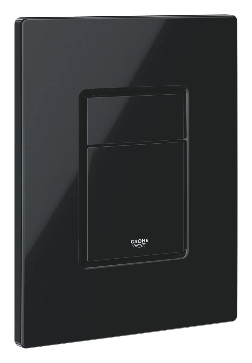 GROHE Even Plaque de Commande, Double Touche Interrompable, Economie d'Eau, Montage Horizontal ou Vertical, ABS, Glossy Black, 38966Kv0